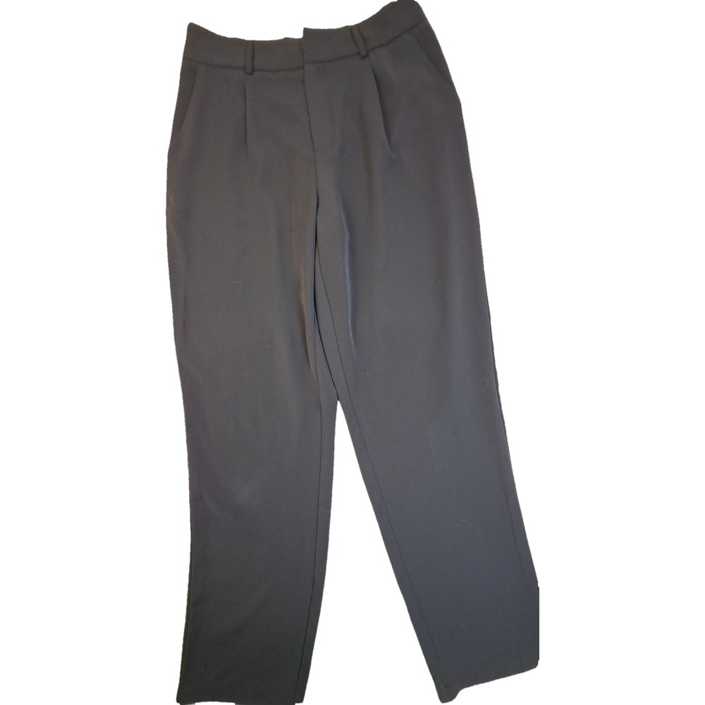 Halara Trousers Womens Large Black Pleated High Waisted Straight Leg Excellent